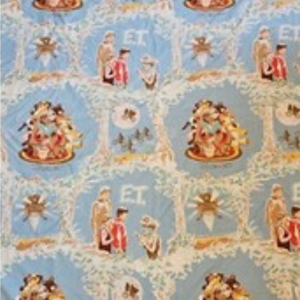E.T. Themed Blue twin flat sheet 1980 Vintage Great Condition